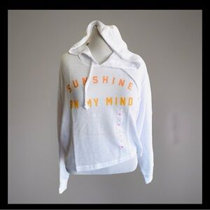 New Victoria’s Secret PINK White Mesh Knit Long Sleeve Crop Hoodie